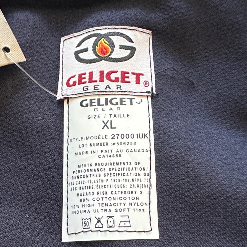 GELIGET Flame Resistance Dark Blue Welding Jacket NWT Sz XL - Picture 5 of 6